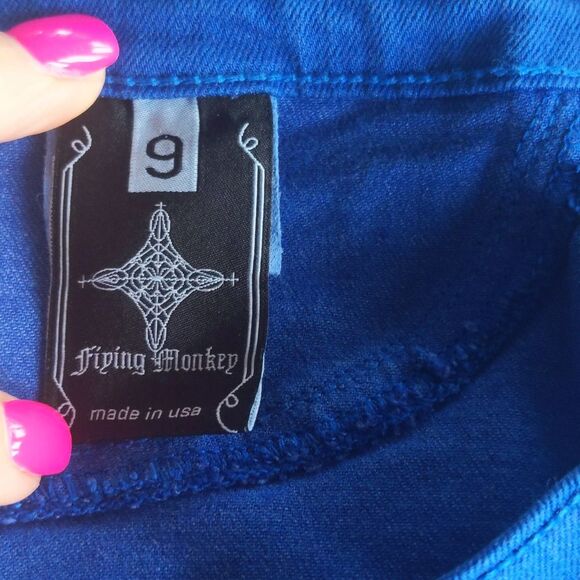 Flying Monkey vintage bright blue leggings/jeggings, Made in USA, (juniors) 9 - Picture 5 of 7
